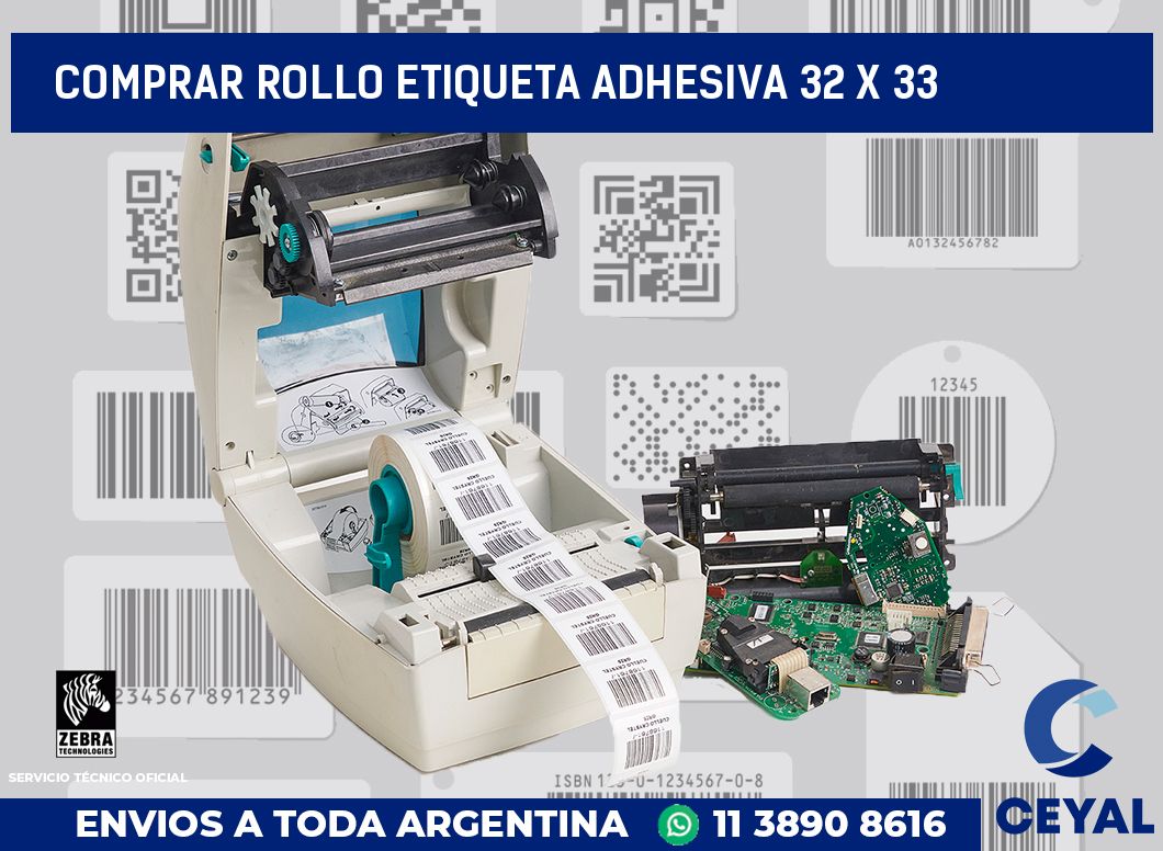 Comprar rollo etiqueta adhesiva 32 x 33