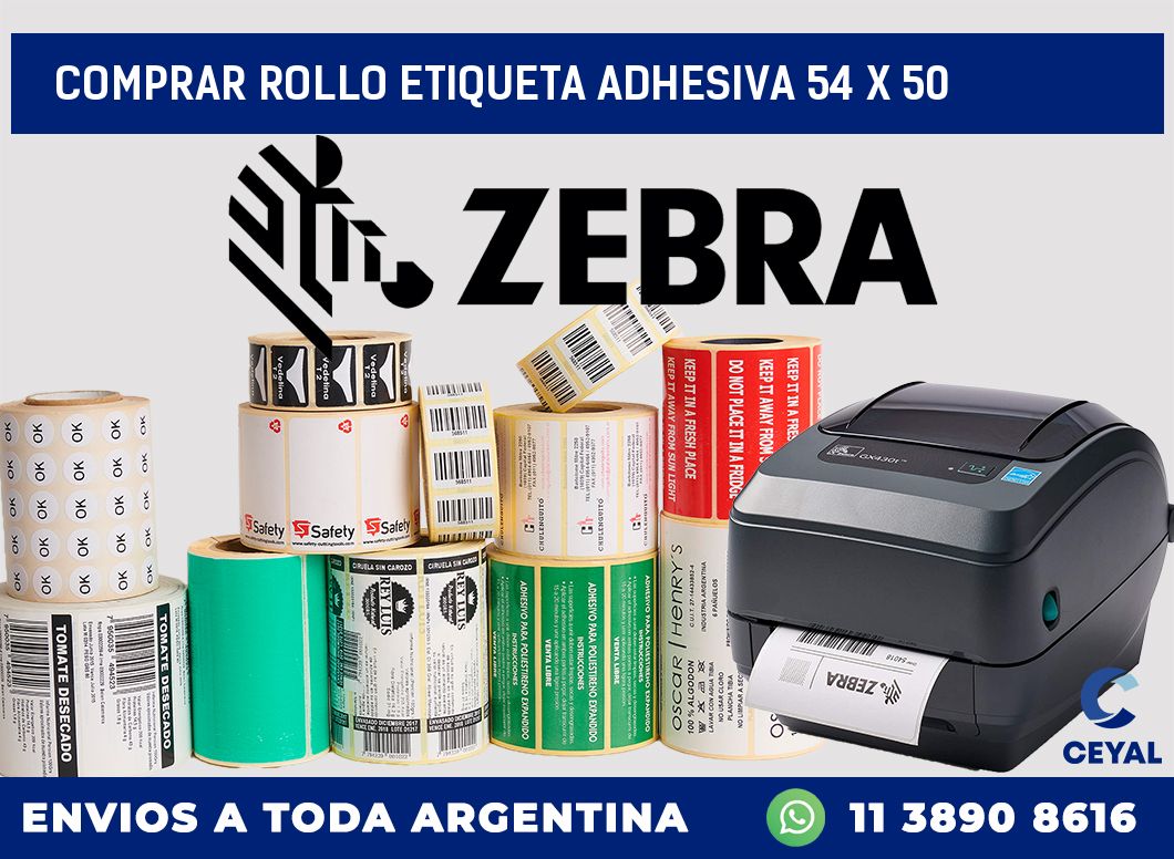 Comprar rollo etiqueta adhesiva 54 x 50