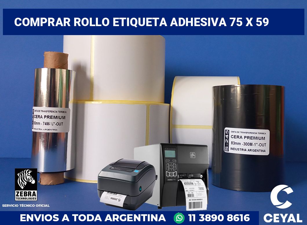 Comprar rollo etiqueta adhesiva 75 x 59