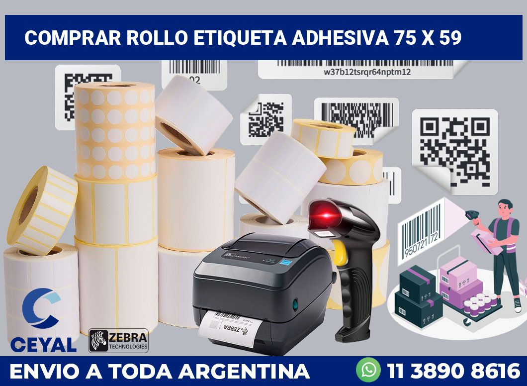 Comprar rollo etiqueta adhesiva 75 x 59