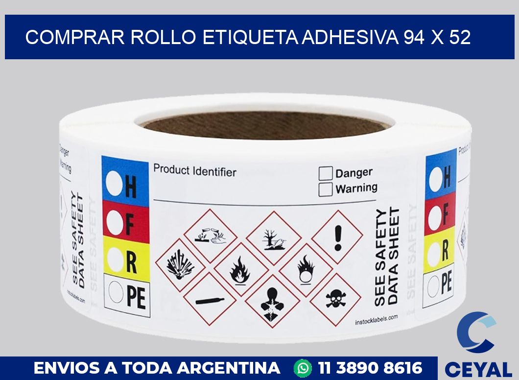 Comprar rollo etiqueta adhesiva 94 x 52