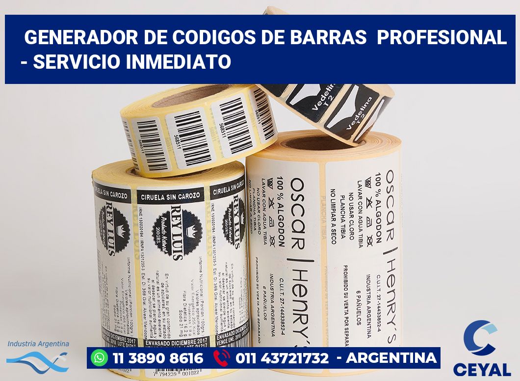 Generador de codigos de barras  profesional  - Servicio inmediato