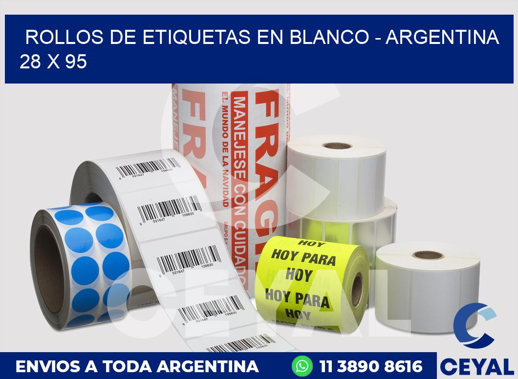 Rollos de etiquetas en blanco - Argentina 28 x 95