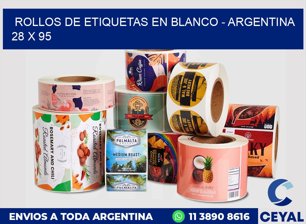 Rollos de etiquetas en blanco – Argentina 28 x 95