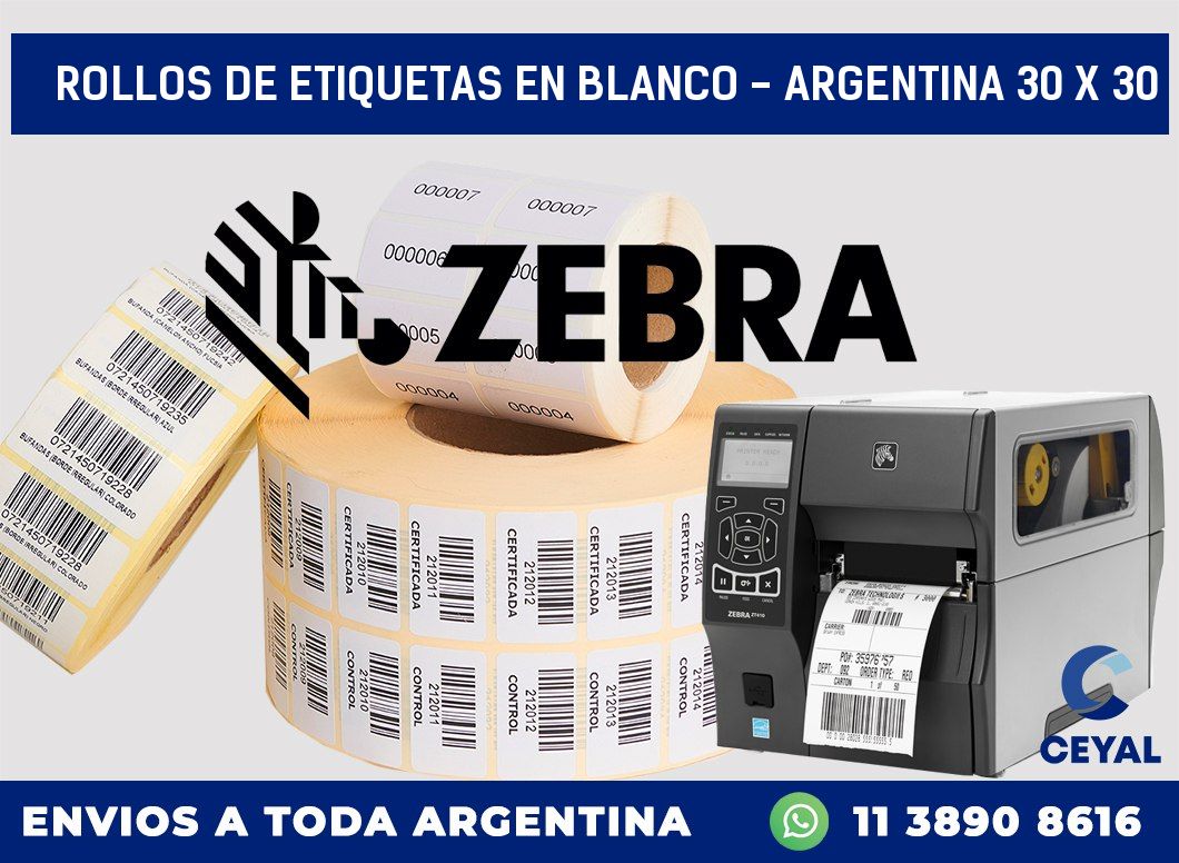 Rollos de etiquetas en blanco – Argentina 30 x 30