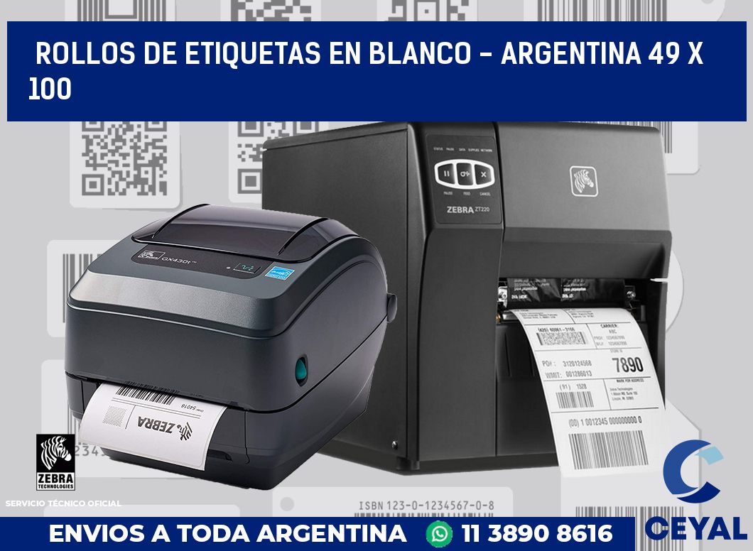 Rollos de etiquetas en blanco - Argentina 49 x 100