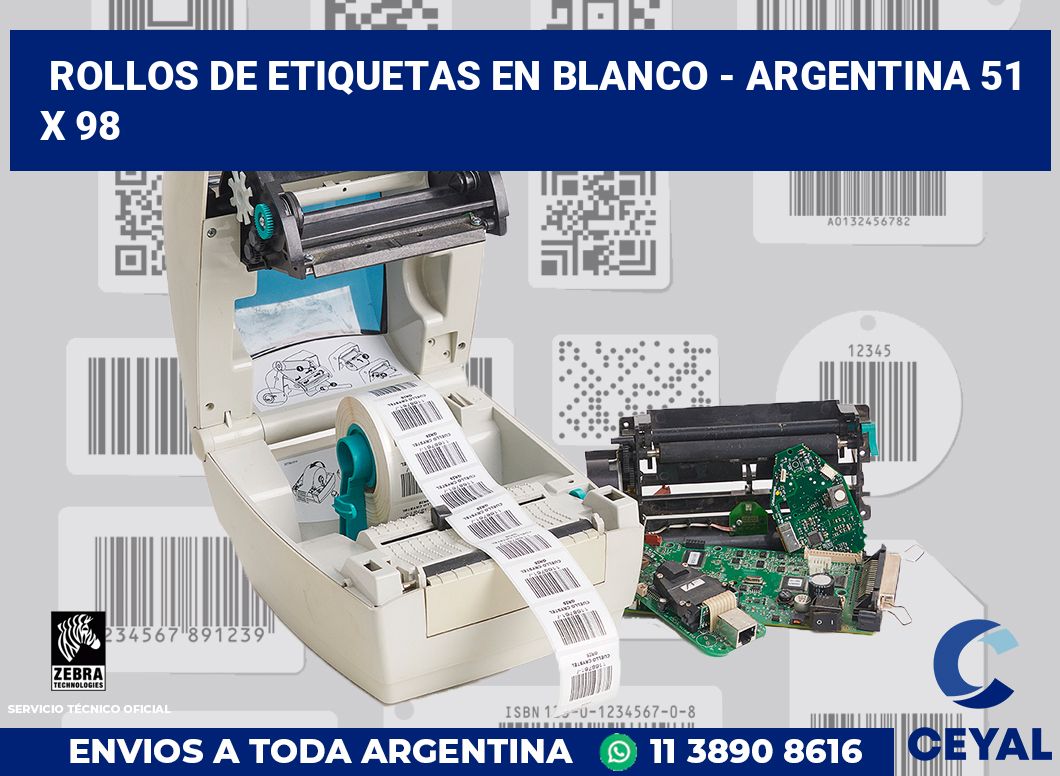 Rollos de etiquetas en blanco - Argentina 51 x 98