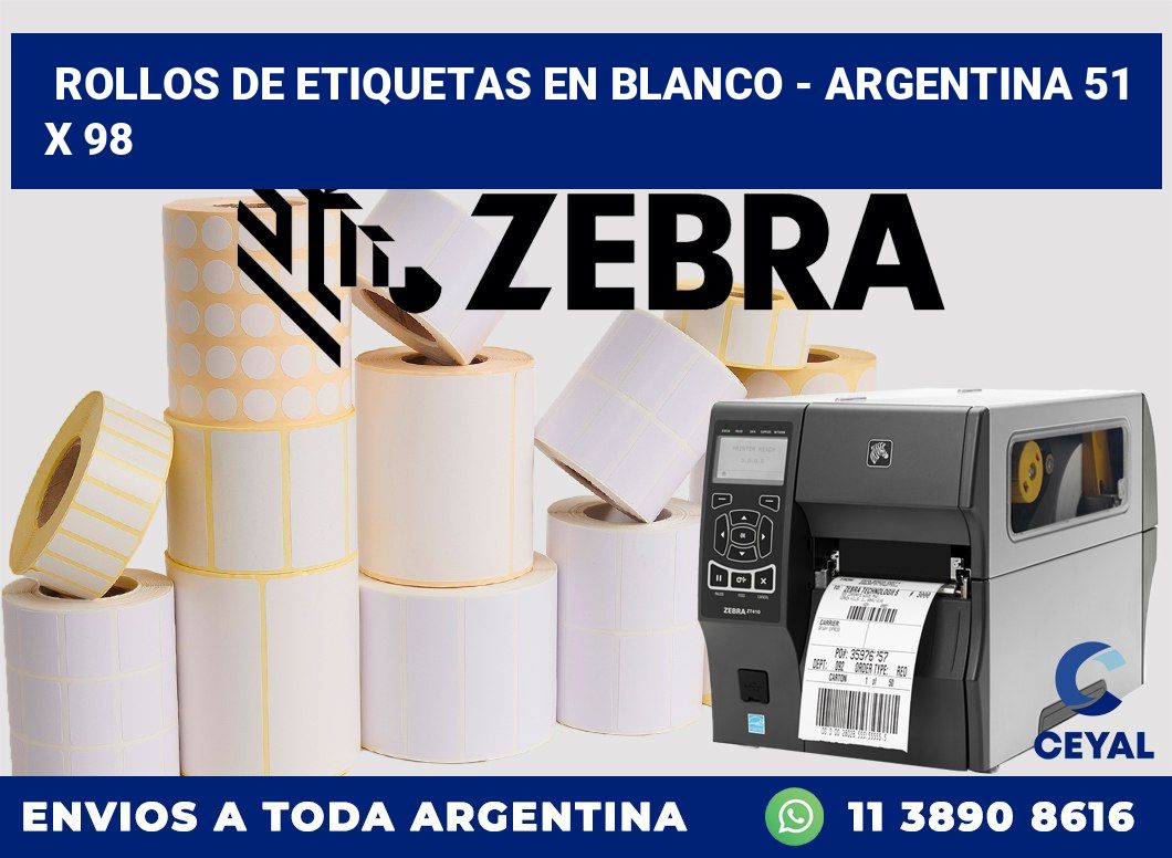 Rollos de etiquetas en blanco - Argentina 51 x 98
