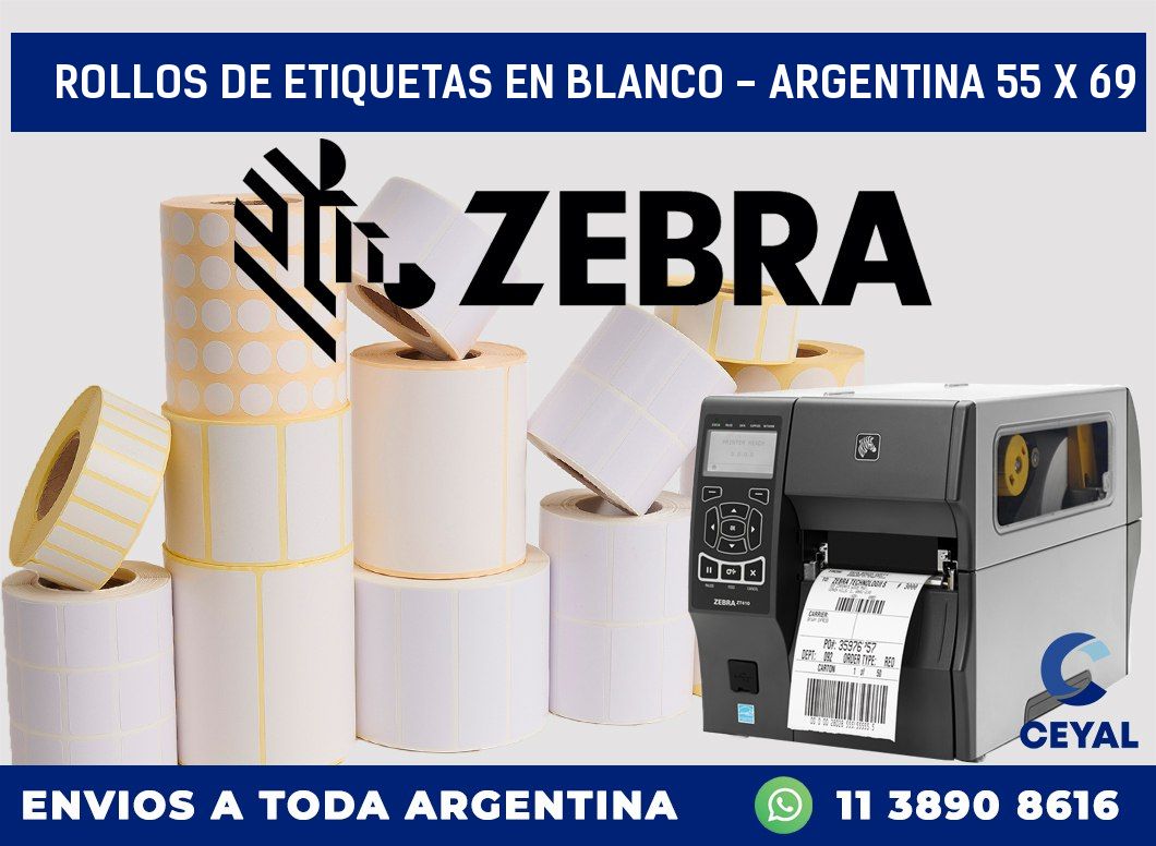 Rollos de etiquetas en blanco - Argentina 55 x 69