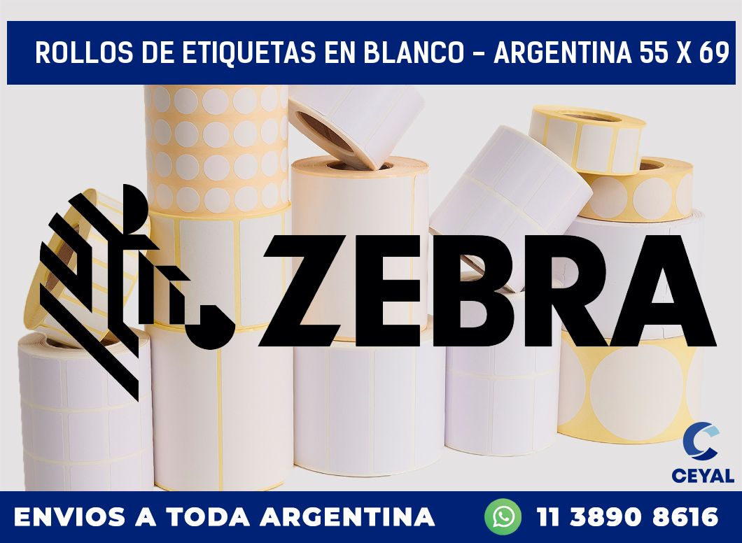 Rollos de etiquetas en blanco - Argentina 55 x 69