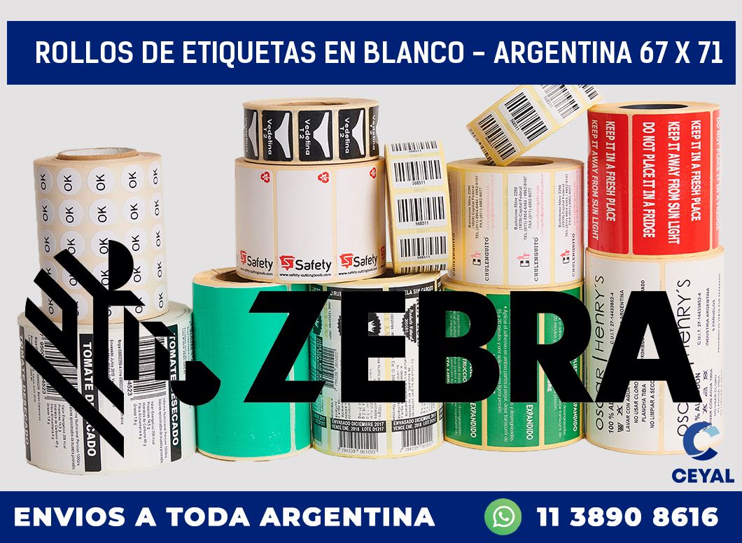 Rollos de etiquetas en blanco - Argentina 67 x 71