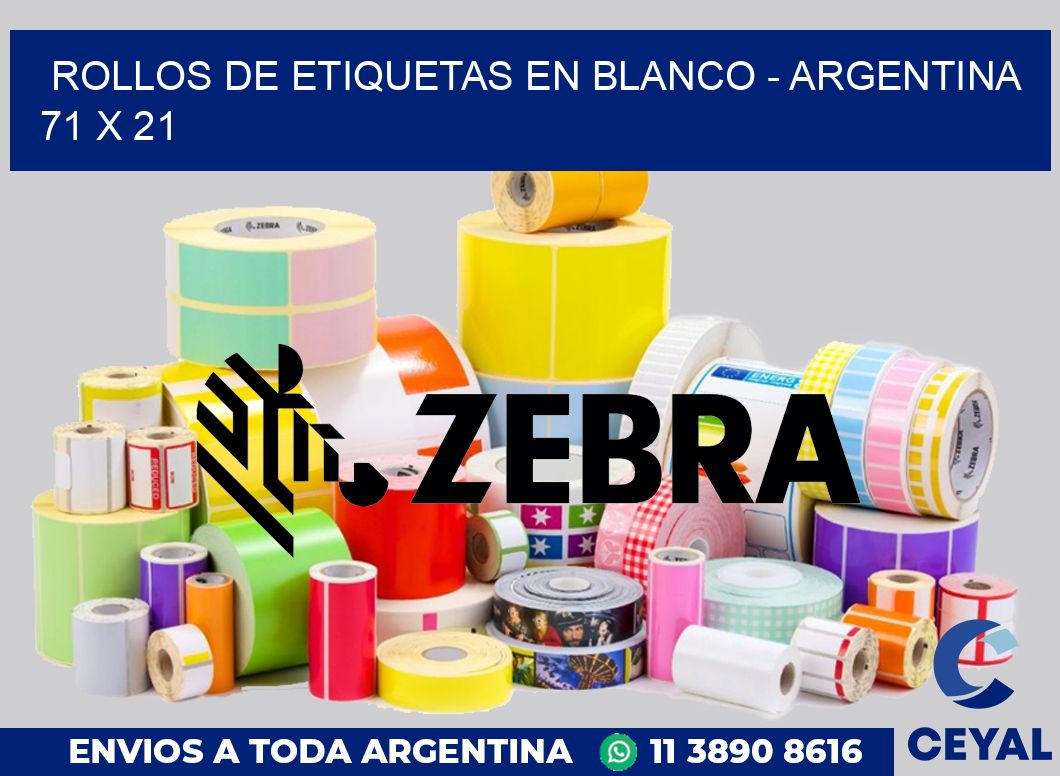 Rollos de etiquetas en blanco - Argentina 71 x 21