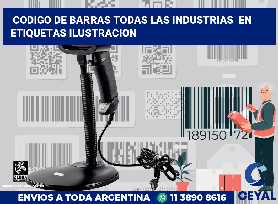 codigo de barras todas las industrias  en etiquetas ilustracion