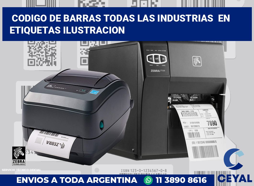 codigo de barras todas las industrias  en etiquetas ilustracion