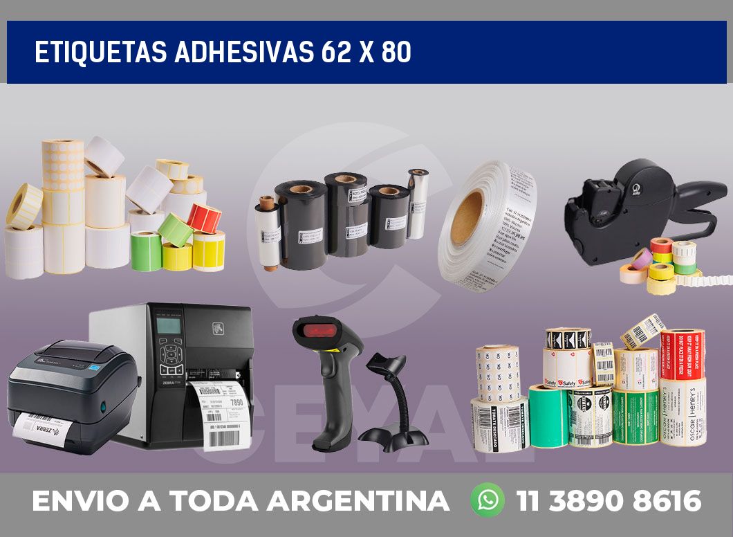 etiquetas adhesivas 62 x 80