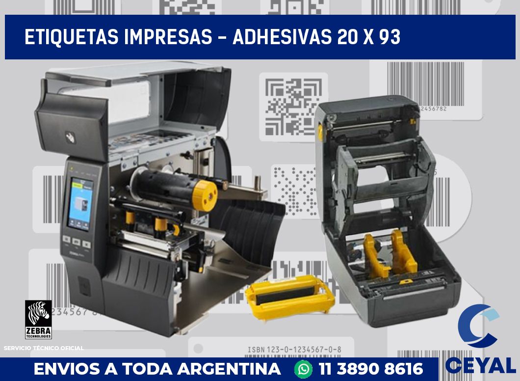 etiquetas impresas - Adhesivas 20 x 93