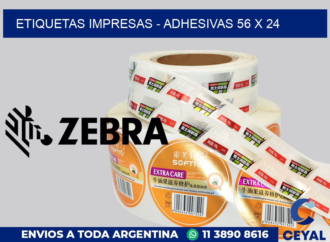 etiquetas impresas - Adhesivas 56 x 24