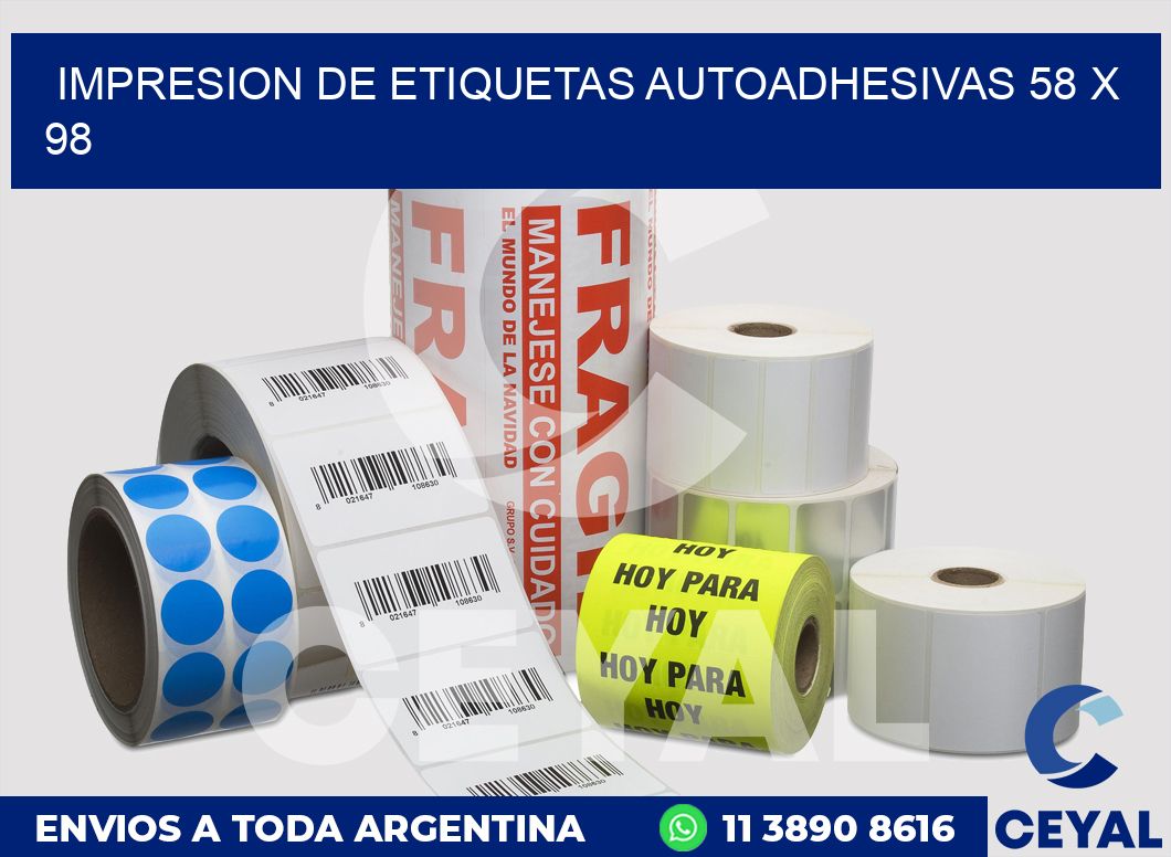impresion de etiquetas autoadhesivas 58 x 98