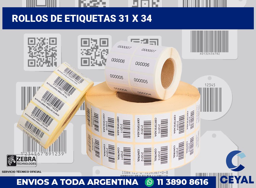 rollos de etiquetas 31 x 34