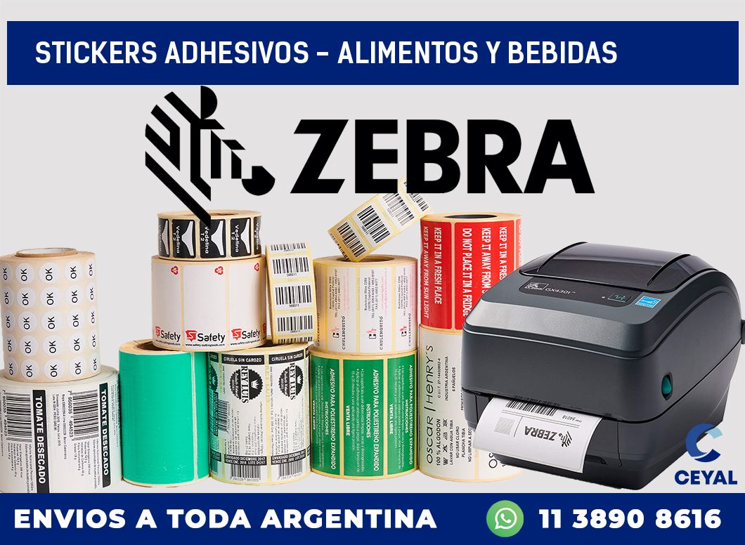 stickers adhesivos – alimentos y bebidas