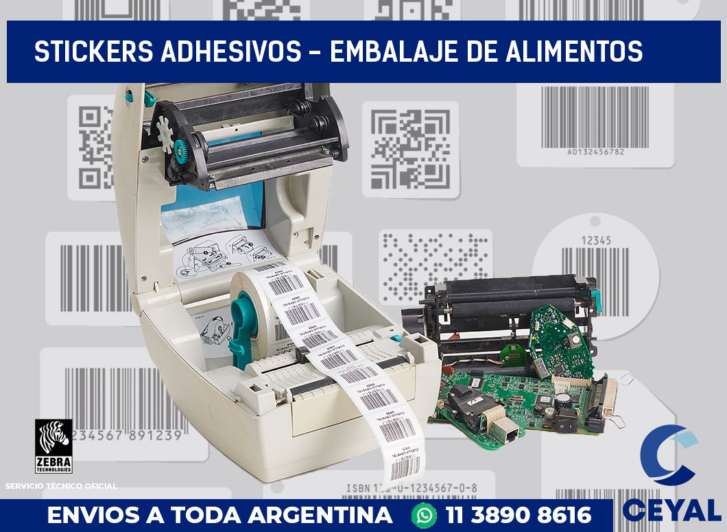 stickers adhesivos - embalaje de alimentos