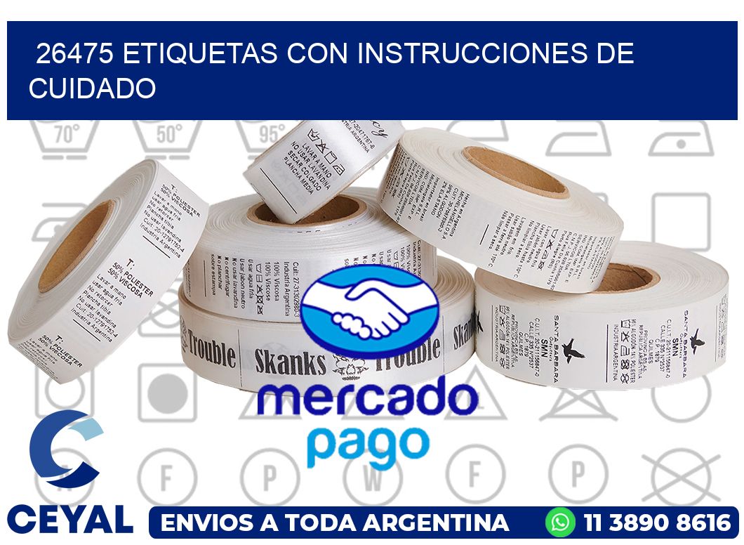 26475 Etiquetas con instrucciones de cuidado