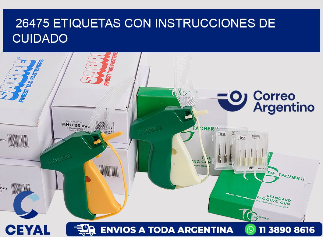 26475 Etiquetas con instrucciones de cuidado