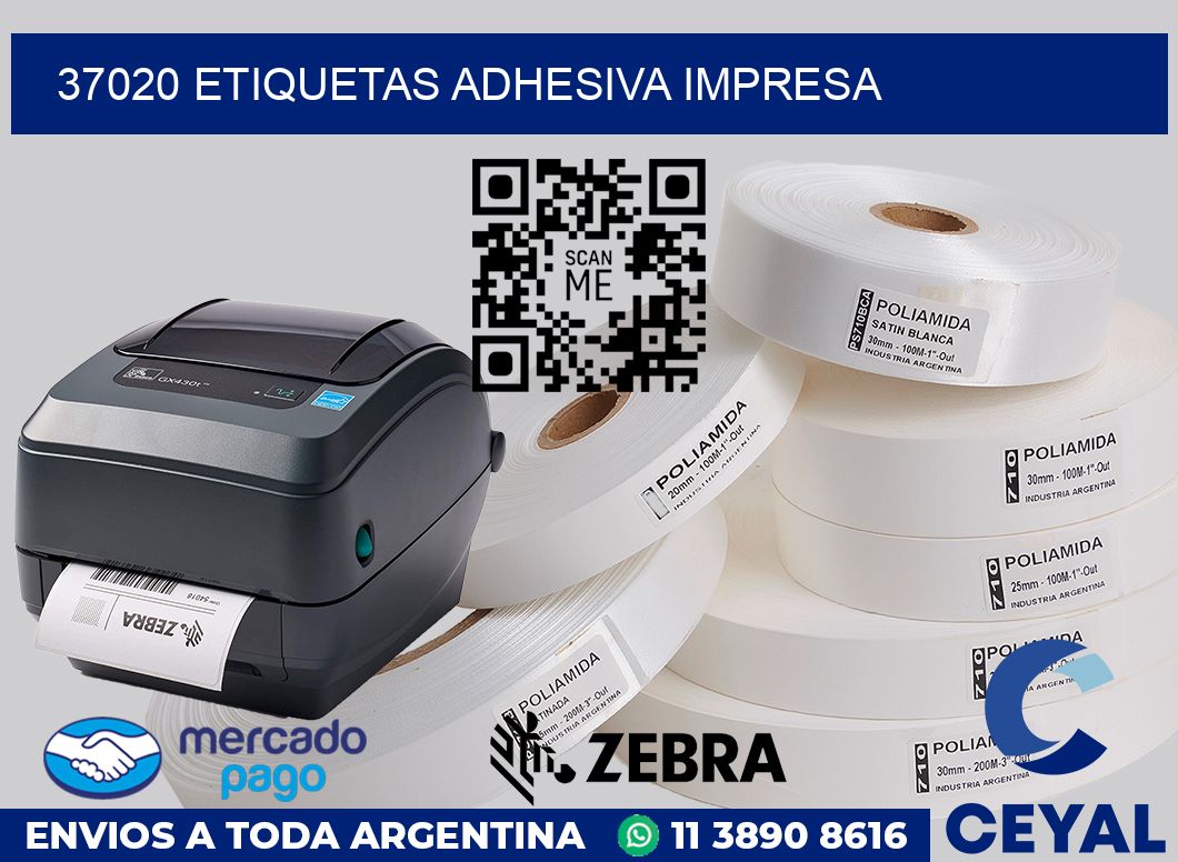 37020 etiquetas adhesiva impresa