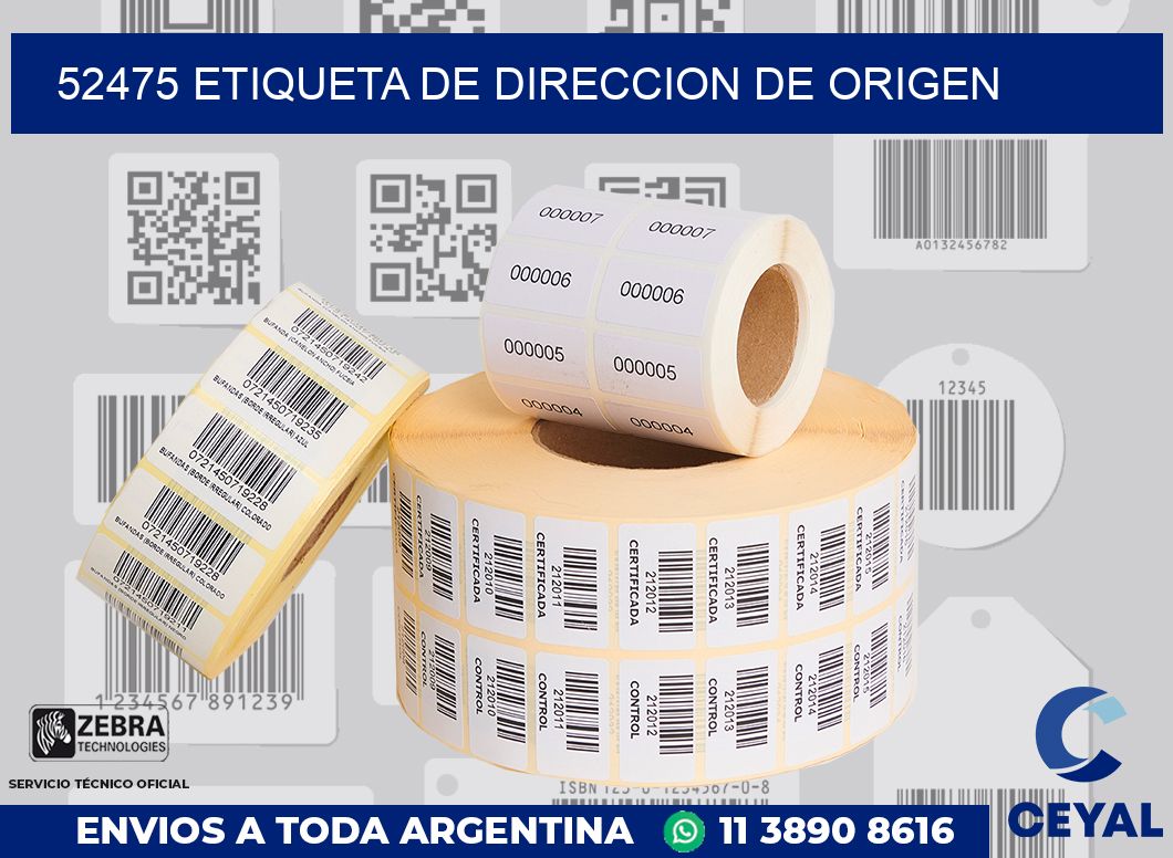 52475 Etiqueta de direccion de origen