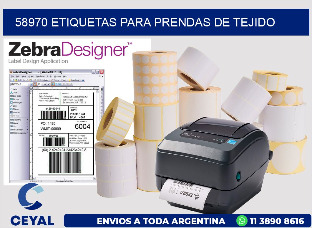 58970 Etiquetas para prendas de tejido