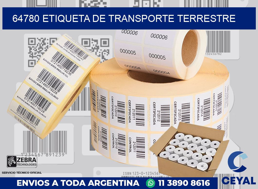 64780 Etiqueta de transporte terrestre