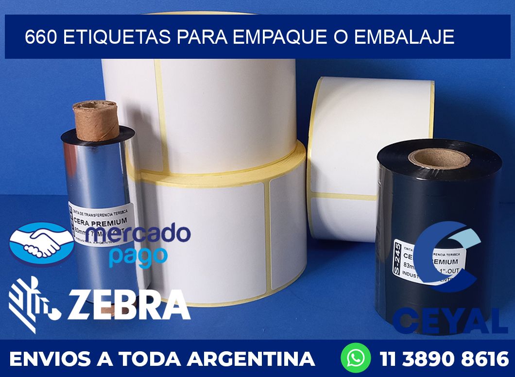 660 etiquetas para empaque o embalaje