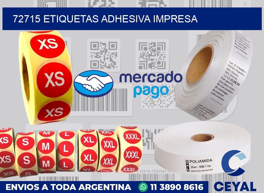 72715 etiquetas adhesiva impresa
