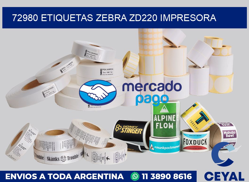 72980 etiquetas Zebra zd220 impresora