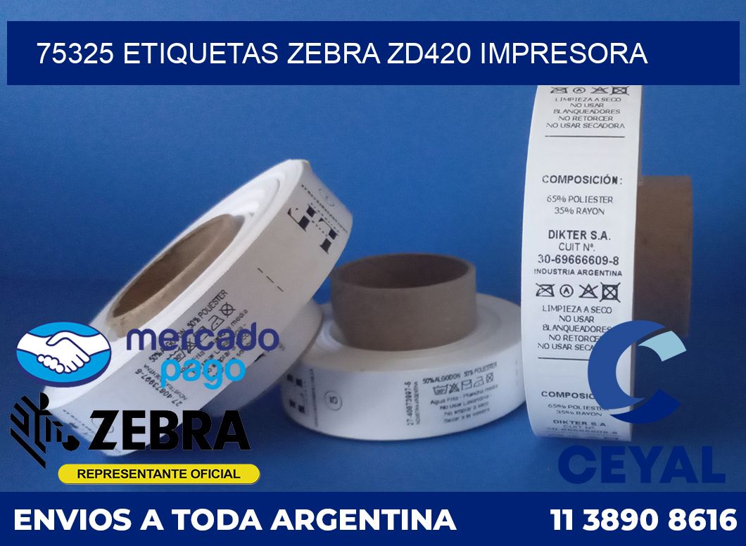 75325 etiquetas Zebra zd420 impresora