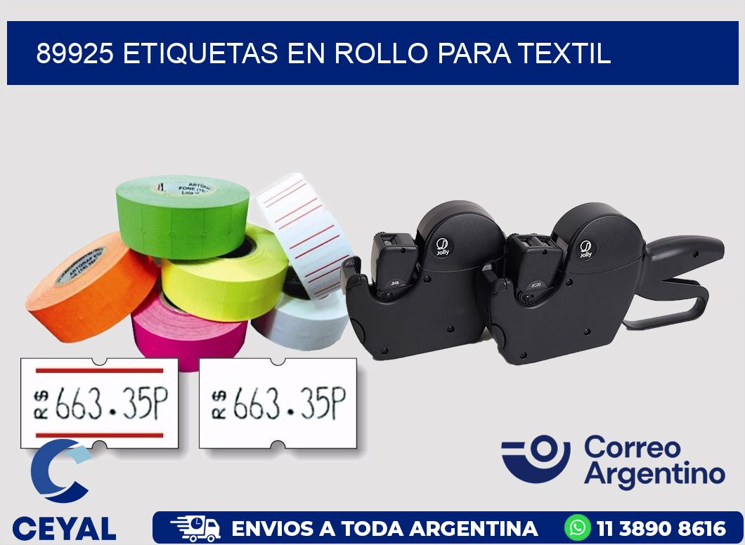 89925 etiquetas en rollo para textil