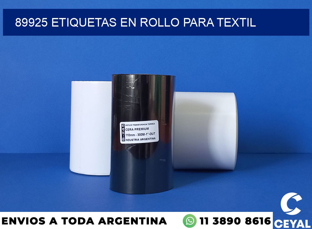 89925 etiquetas en rollo para textil