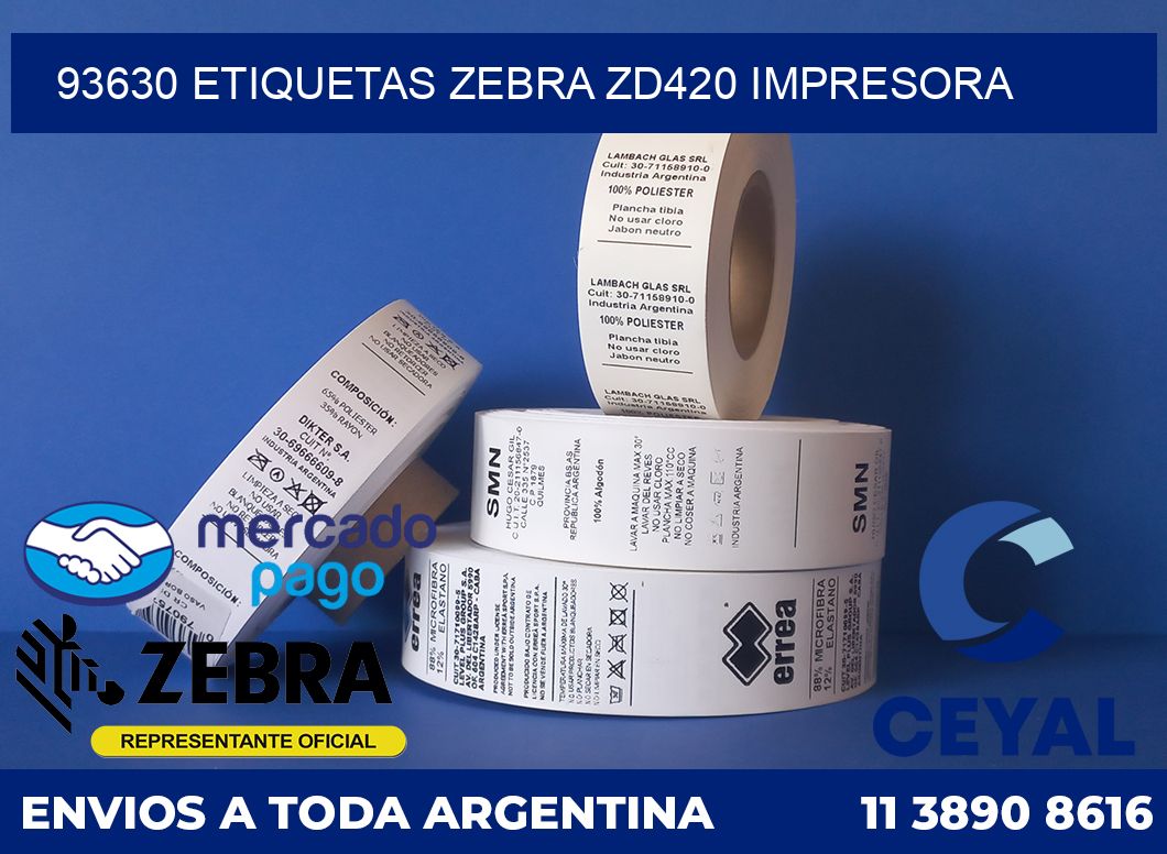 93630 etiquetas Zebra zd420 impresora