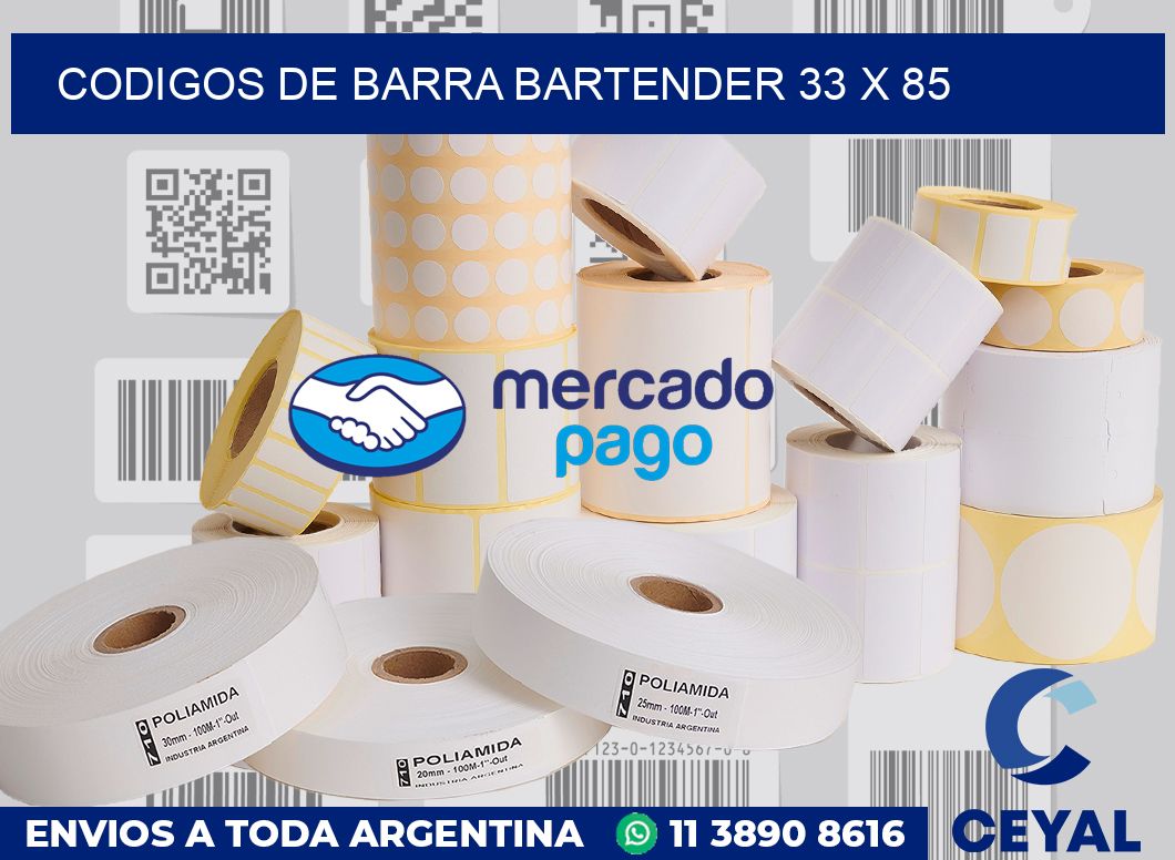 Codigos de barra Bartender 33 x 85