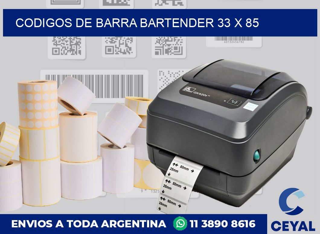 Codigos de barra Bartender 33 x 85