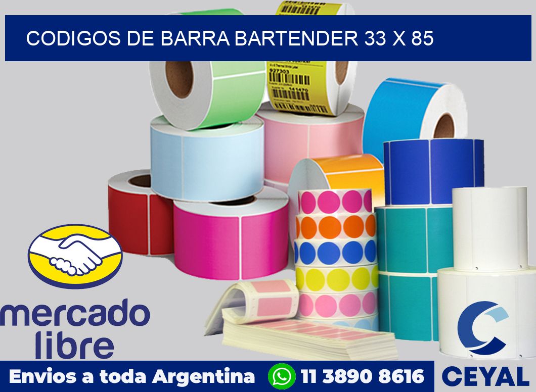 Codigos de barra Bartender 33 x 85