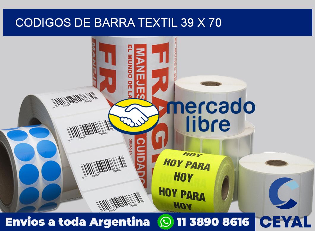 Codigos de barra textil 39 x 70