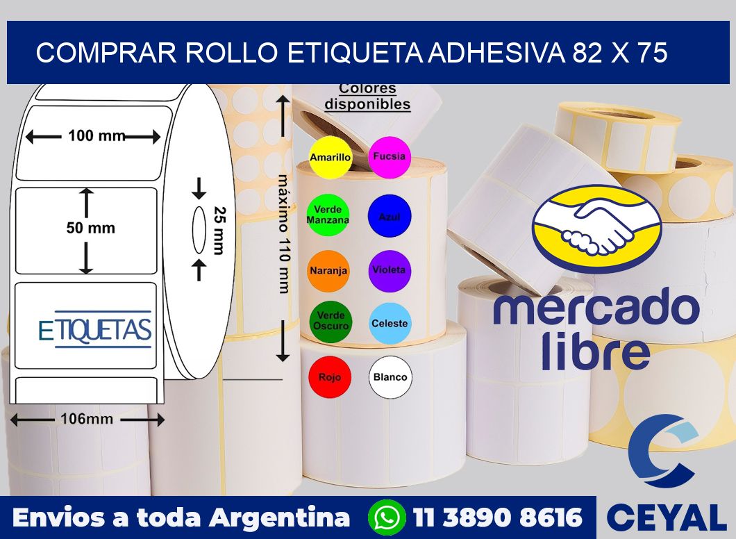 Comprar rollo etiqueta adhesiva 82 x 75