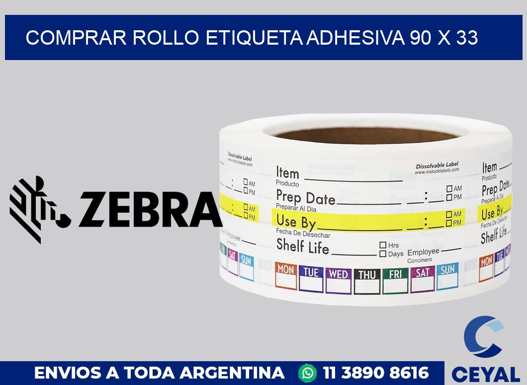 Comprar rollo etiqueta adhesiva 90 x 33