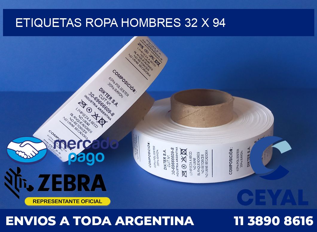Etiquetas ropa hombres 32 x 94