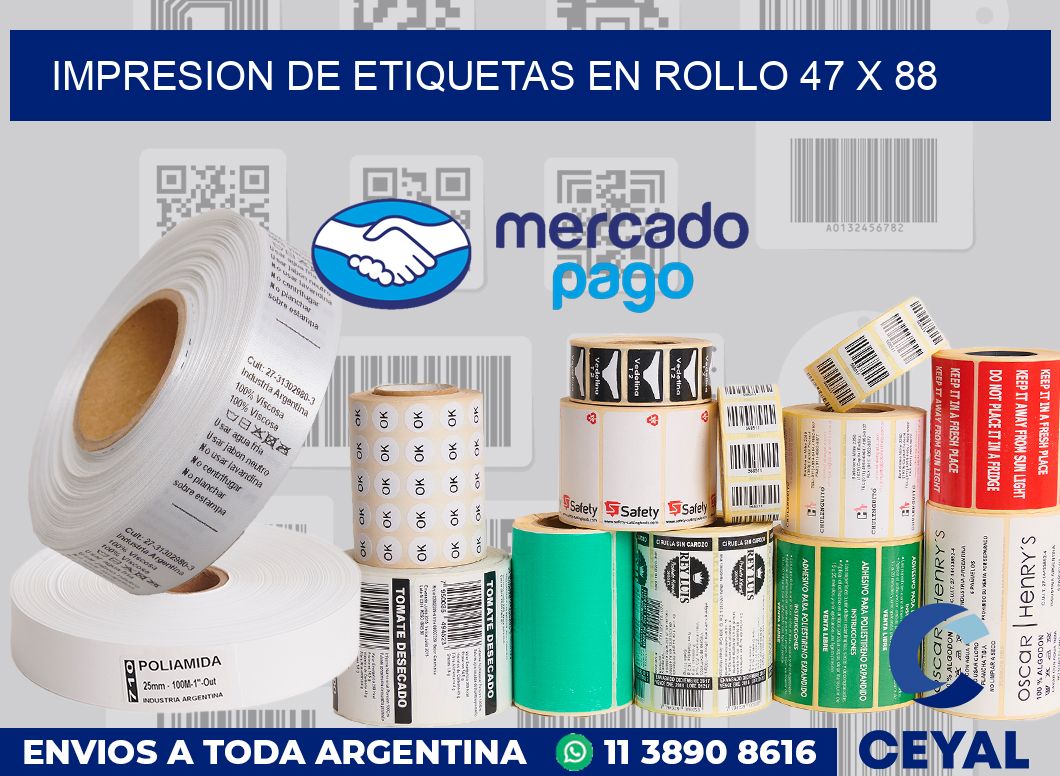 Impresion de etiquetas en rollo 47 x 88