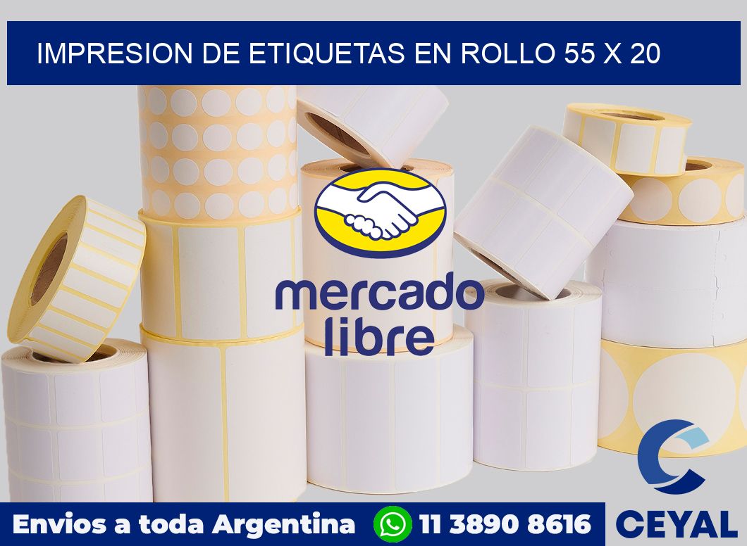 Impresion de etiquetas en rollo 55 x 20