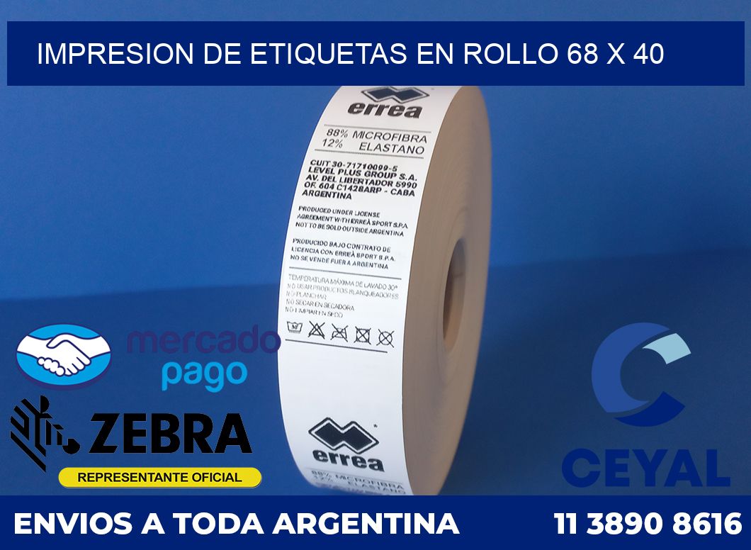 Impresion de etiquetas en rollo 68 x 40