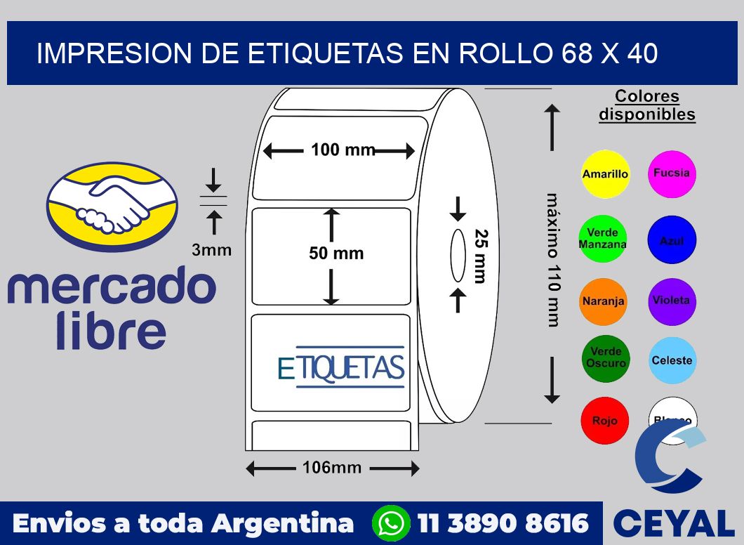 Impresion de etiquetas en rollo 68 x 40