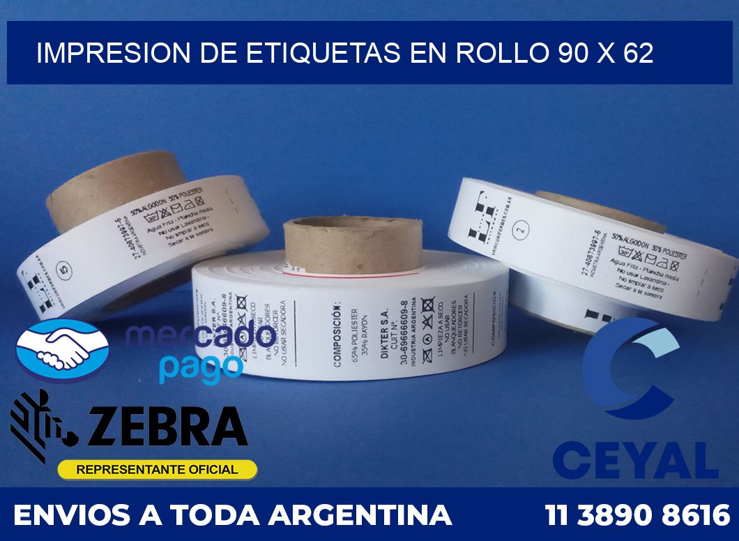 Impresion de etiquetas en rollo 90 x 62